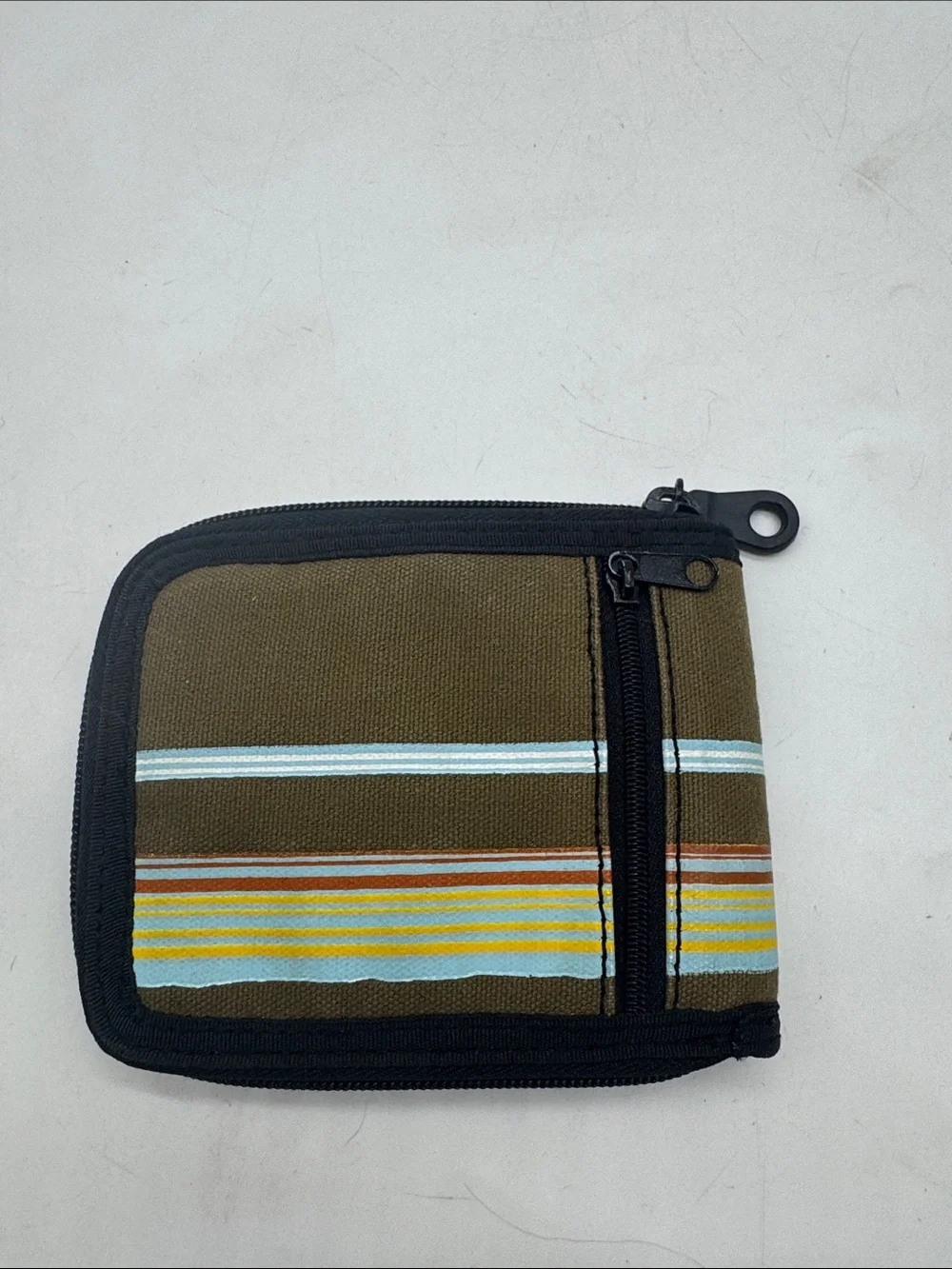 Fossil Men's Brown Canvas Surf Zip Wallet with Black Trim